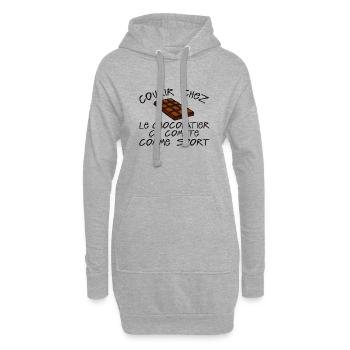citation courir chocolatier sport humour compte ta - Sweat-shirt à capuche long Femme - gris chiné - Devant