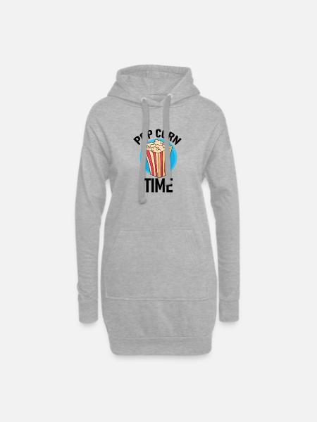 Popcorn Time! - Hoodie Dress - heather grey