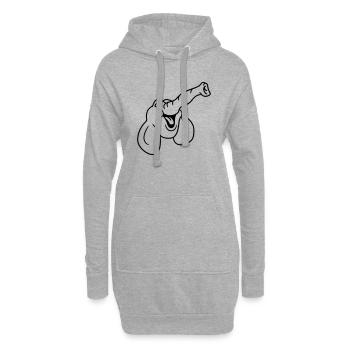 Face head elephant sitting funny comic cartoon fun - Hoodie Dress - heather grey - Front