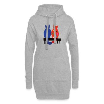 Zwei Katzen von hinten. Beste Frieunde. - Hoodie-Kleid - Grau meliert - Vorne