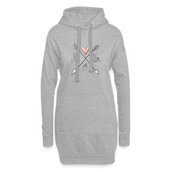 mr_mrs_heart - Sweat-shirt à capuche long Femme - gris chiné - Devant