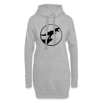 nachts mond klippe heulen wolf t-rex tyrannosaurus - Hoodie-Kleid - Grau meliert - Vorne