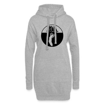 Logo voilier pieuvre géante - Sweat-shirt à capuche long Femme - gris chiné - Devant