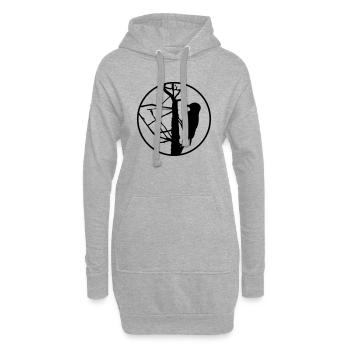 Specht / Woodpecker / Silhouette / Vogel - Hoodie-Kleid - Grau meliert - Vorne