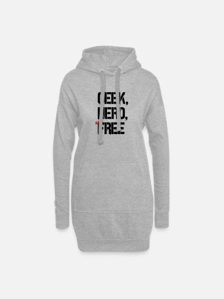 GEEK, NERD AND FREE - Hoodie Dress - heather grey
