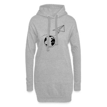 erde weltreise gestrichelte linie papier flieger g - Hoodie-Kleid - Grau meliert - Vorne