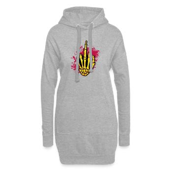 hand middle finger splat - Hoodie-Kleid - Grau meliert - Vorne