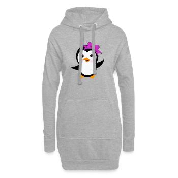 Pingouin avec un arc violet - Sweat-shirt à capuche long Femme - gris chiné - Devant