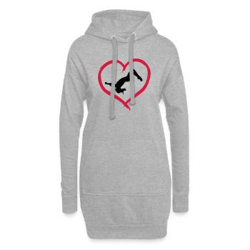 Turnerin beim Salto, Turnen Herz - Hoodie-Kleid - Grau meliert - Vorne