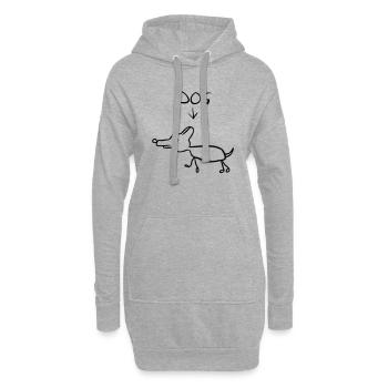 Funny Dog Drawing - Sweat-shirt à capuche long Femme - gris chiné - Devant
