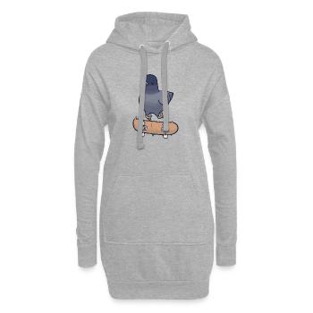 Skateboard Skater Taube - Hoodie-Kleid - Grau meliert - Vorne
