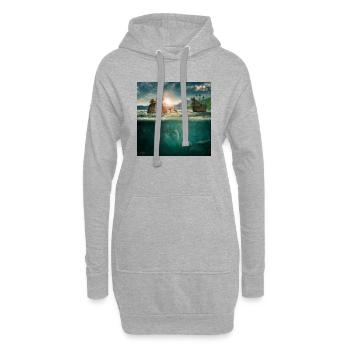 Monde sous-marin d'imagination - Sweat-shirt à capuche long Femme - gris chiné - Devant