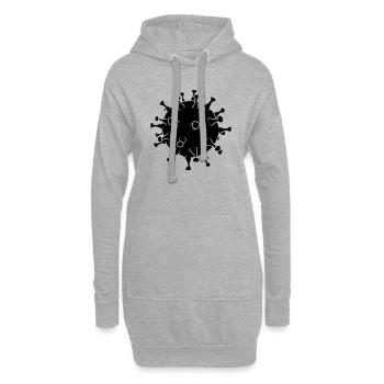 Erkaeltung Corona Virus - Hoodie-Kleid - Grau meliert - Vorne