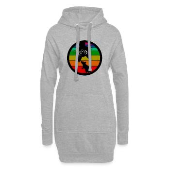 Katze Katzen Maus Kätzchen Regenbogen Fun Shirt - Hoodie-Kleid - Grau meliert - Vorne
