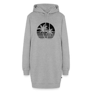 Coucher de soleil sur les palmiers - Sweat-shirt à capuche long Femme - gris chiné - Devant