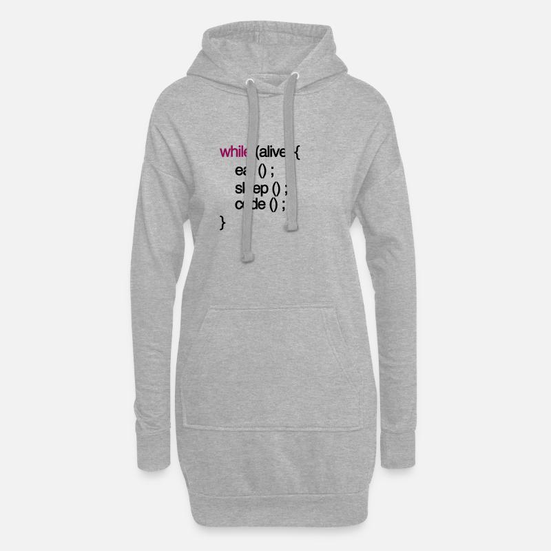 while alive code Informatiker programming coding - Hoodie-Kleid - Grau meliert