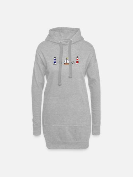 Maritim lighthouse sailboat anchor - Hoodie Dress - heather grey