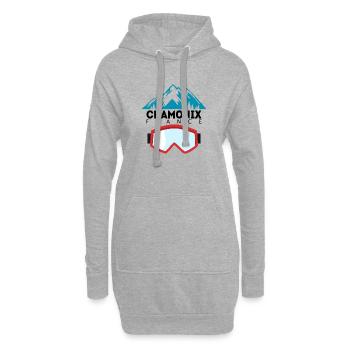 Cadeau de sports d'hiver des montagnes de Chamonix France - Sweat-shirt à capuche long Femme - gris chiné - Devant