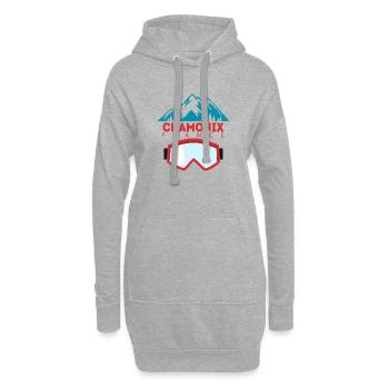 Cadeau de sports d'hiver des montagnes de Chamonix France - Sweat-shirt à capuche long Femme - gris chiné - Devant