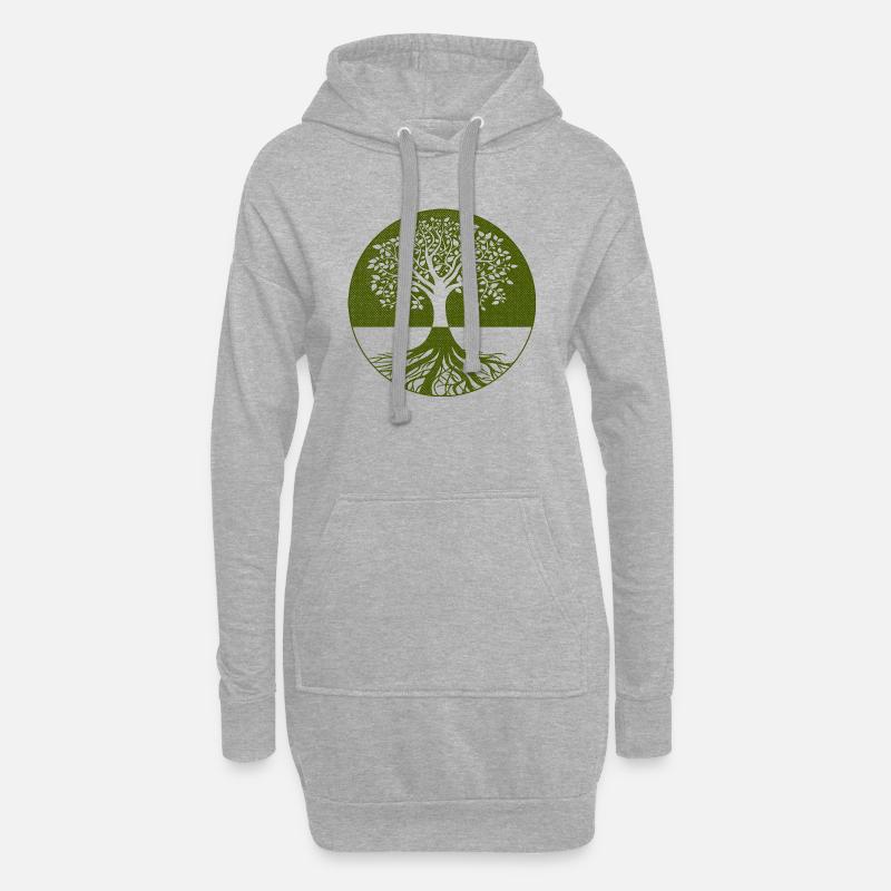 Lebensbaum - Hoodie-Kleid - Grau meliert