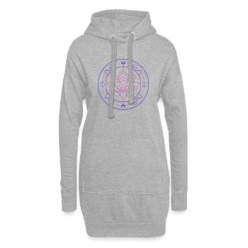 Lotus Lune Géométrie sacrée - Sweat-shirt à capuche long Femme - gris chiné - Devant