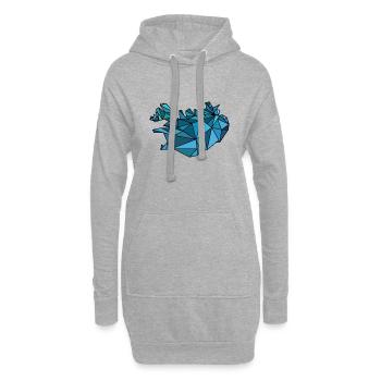 Carte de l’Islande - carte géographique - ICELAND - géométrique - Sweat-shirt à capuche long Femme - gris chiné - Devant