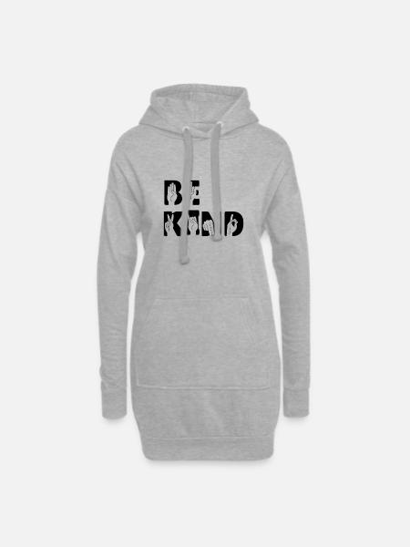 BE KIND - Lormen Gebärdensprache - Hoodie-Kleid - Grau meliert