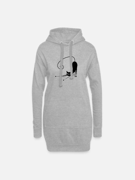 Black Cat Funny EW people - Hoodie-Kleid - Grau meliert