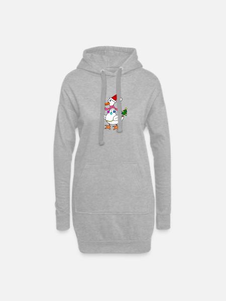 Weihnachtsgans - Hoodie-Kleid - Grau meliert