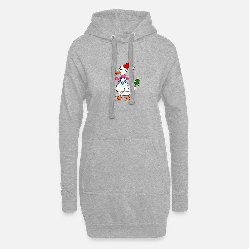 Weihnachtsgans - Hoodie-Kleid - Grau meliert