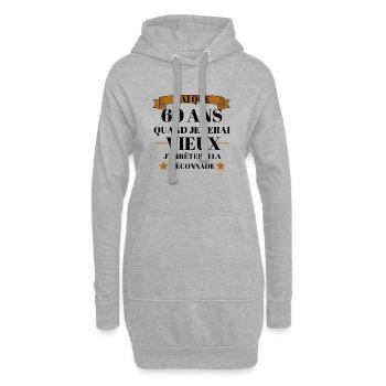 Anniversaire 60 ans : citation anniversaire 60 ans - Sweat-shirt à capuche long Femme - gris chiné - Devant