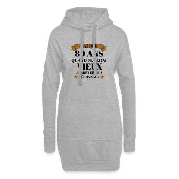 80e anniversaire pour grand-père et grand-mère - Sweat-shirt à capuche long Femme - gris chiné - Devant