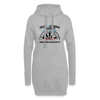 Trainiert Geschenk Spruch Darts Wurfspieß - Hoodie-Kleid - Grau meliert - Vorne