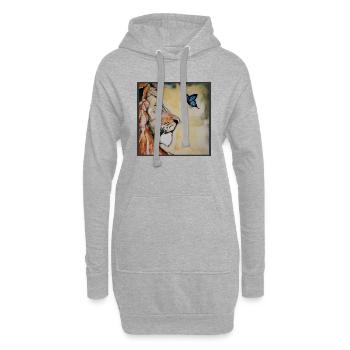 Salomon et le papillon bleu - Sweat-shirt à capuche long Femme - gris chiné - Devant