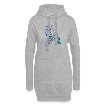 Hibou - Sweat-shirt à capuche long Femme - gris chiné - Devant