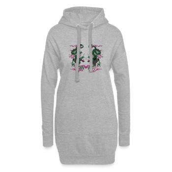Deux dragons chinois chanceux - Sweat-shirt à capuche long Femme - gris chiné - Devant