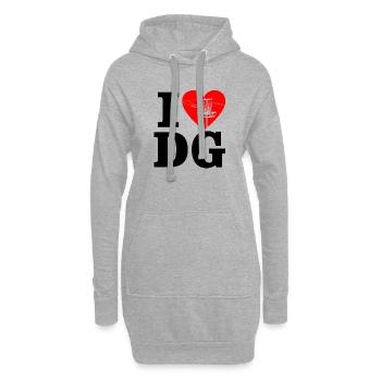 I love dog - Sweat-shirt à capuche long Femme - gris chiné - Devant
