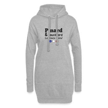Pinard & sauciflard la french touch - Sweat-shirt à capuche long Femme - gris chiné - Devant