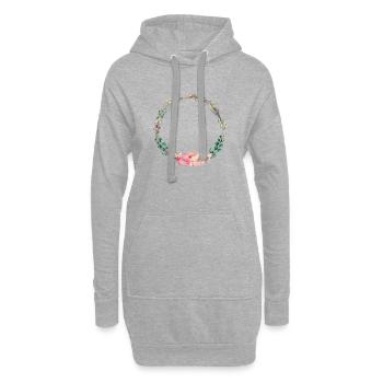 Couronne florale personnalisable - Sweat-shirt à capuche long Femme - gris chiné - Devant