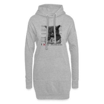 Cat hates humans - Hoodie-Kleid - Grau meliert - Vorne