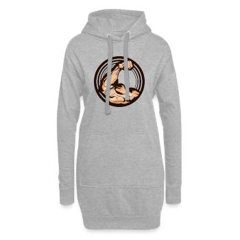 bras muscle biceps logo musculation force - Sweat-shirt à capuche long Femme - gris chiné - Devant