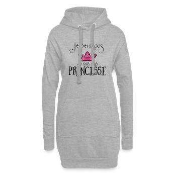 •JE PEUX PAS•Je peux pas je suis une princesse - Sweat-shirt à capuche long Femme - gris chiné - Devant