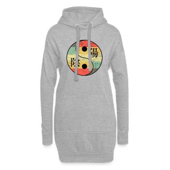 Yin und Yang mit Chinesischen Schriftzeichen - Hoodie-Kleid - Grau meliert - Vorne