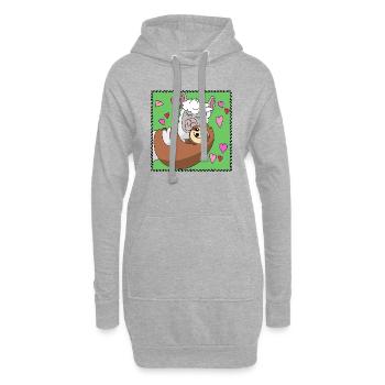 Lama und Faultier - das ist Liebe - Valentinstag - Hoodie-Kleid - Grau meliert - Vorne