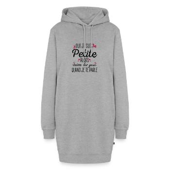 Oui je suis petite cadeau humour femme petite - Sweat-shirt à capuche long Femme - gris chiné - Devant