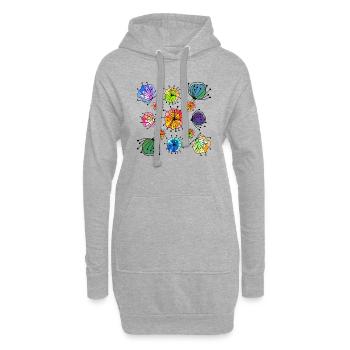 Blumen - Hoodie-Kleid - Grau meliert - Vorne