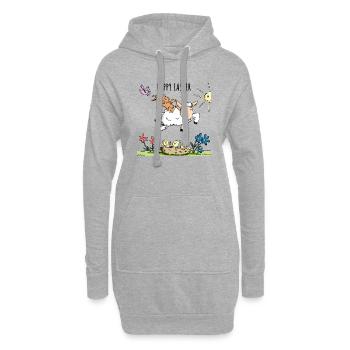 Osterhase reitet auf einen Schaf - Hoodie-Kleid - Grau meliert - Vorne
