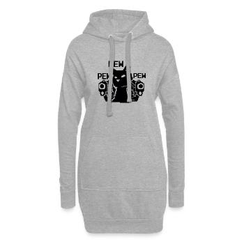 Chat chat chat propriétaire Pew Pew Pew Pew - Sweat-shirt à capuche long Femme - gris chiné - Devant