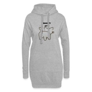 NAUGHTY KITTY - Sweat-shirt à capuche long Femme - gris chiné - Devant