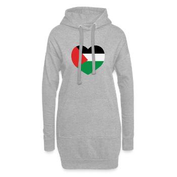 Amour Palestine - Sweat-shirt à capuche long Femme - gris chiné - Devant